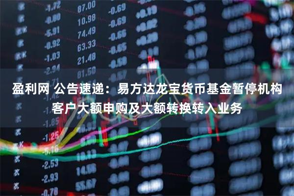 盈利网 公告速递：易方达龙宝货币基金暂停机构客户大额申购及大额转换转入业务