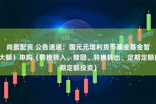 尚盈配资 公告速递：国元元增利货币基金基金暂停（大额）申购（转换转入、赎回、转换转出、定期定额投资）